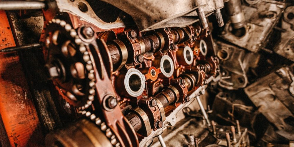 A closeup shot of the details of an old industrial machine